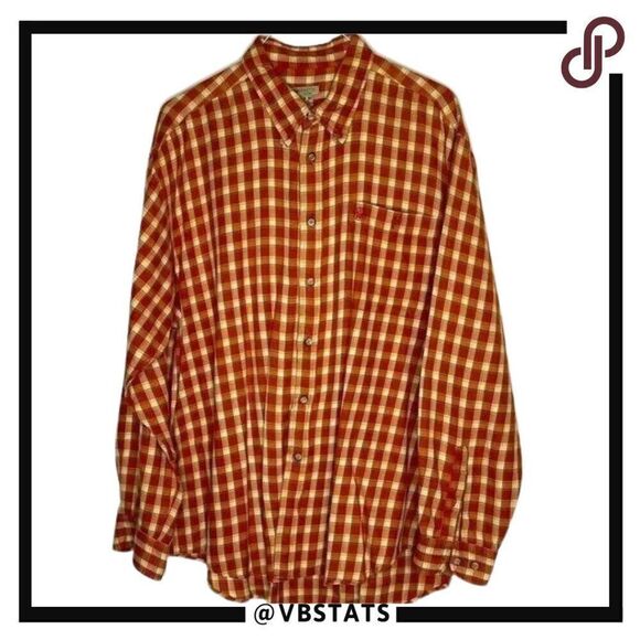 XL Beretta Orange-White Plaid LS Shirt - Picture 1 of 4